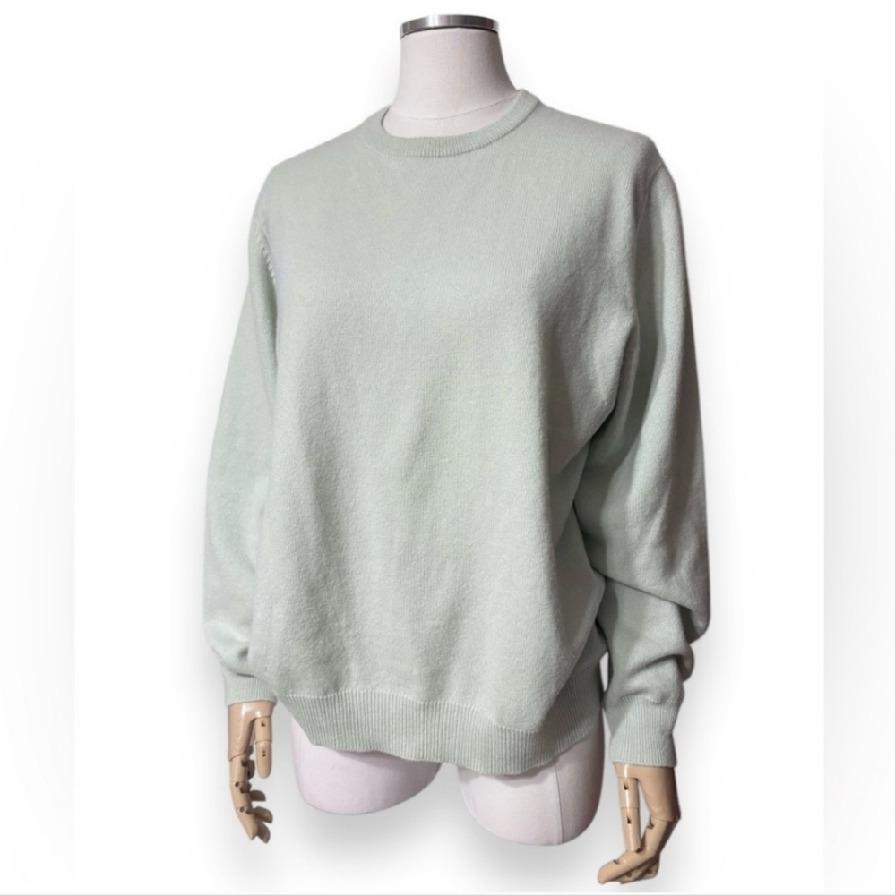 HERMAN GEIST Mint Green Pure Cashmere Crew Neck Sweater VINTAGE